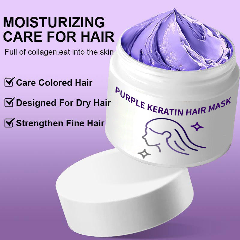 ✨ Buy 2 Get 1 Free! Purple Keratin Hair Mask - Tones Blonde, Silver & Gray Hair | Anti-Brass + Color Lock