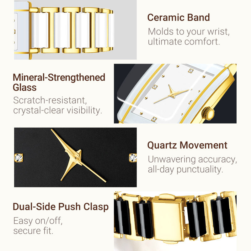 Fashion Ceramic Square Quartz Watch