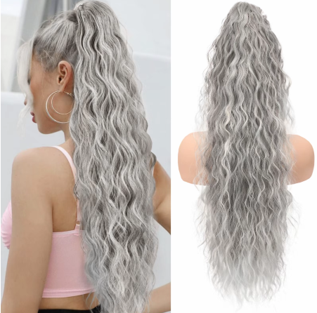 💜2025 NEW IN 💜Curly Wavy Frizzy Hair Extension with Ponytail