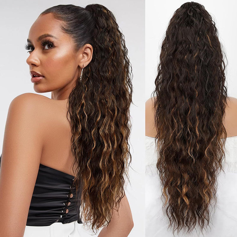💜2025 NEW IN 💜Curly Wavy Frizzy Hair Extension with Ponytail