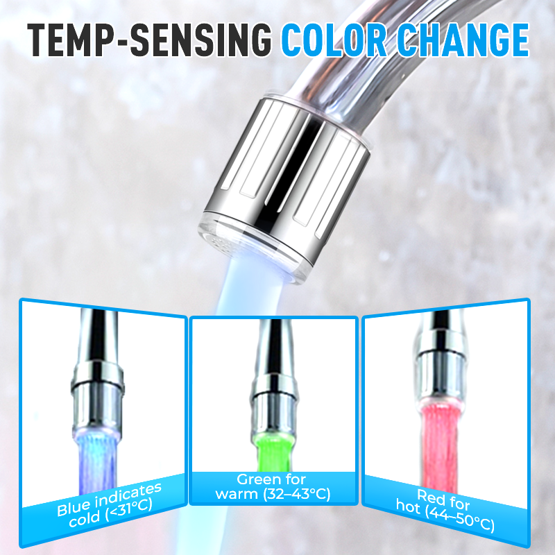 LED Faucet – 3-Color Temp-Sensing & Rainbow Light Modes