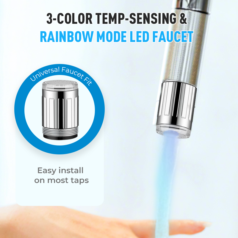 LED Faucet – 3-Color Temp-Sensing & Rainbow Light Modes