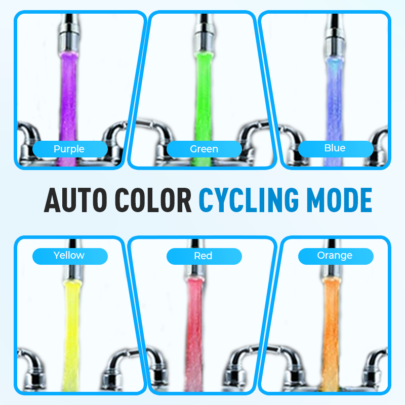LED Faucet – 3-Color Temp-Sensing & Rainbow Light Modes