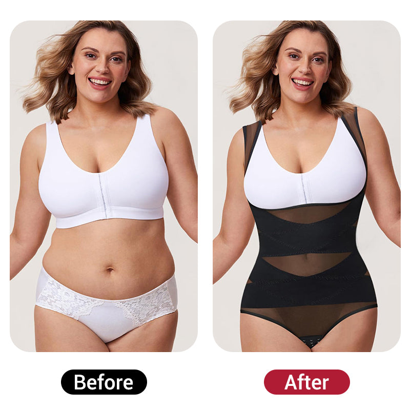 ⏳Limited Time 49% Off!⏳3-in-1 Women's Lightweight Mesh Yoga Bodysuit Shaper