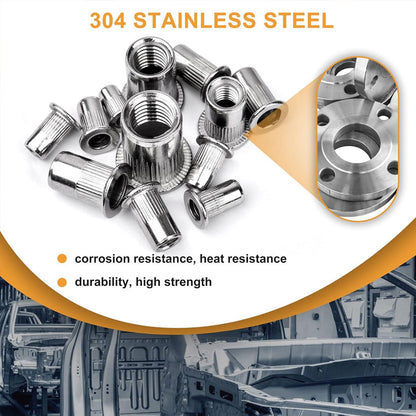 🔥Hot Promotion 50% OFF🔥Threaded Insert Nut Rivet Nuts Set with Flat Head