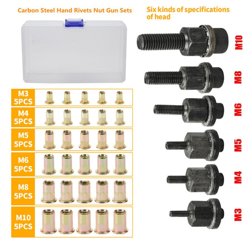 🔥Hot Promotion 50% OFF🔥Threaded Insert Nut Rivet Nuts Set with Flat Head