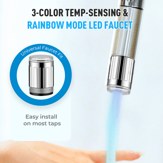 LED Faucet – 3-Color Temp-Sensing & Rainbow Light Modes
