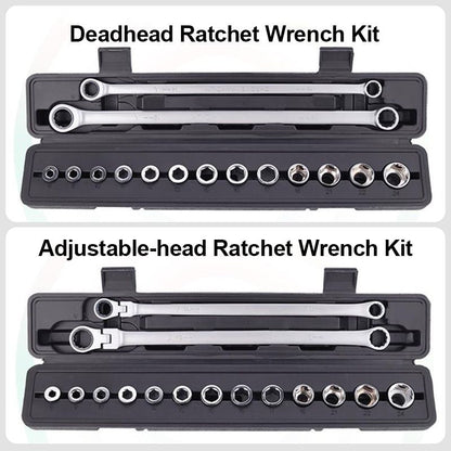 15pcs Adjustable Ratchet Wrench Kit
